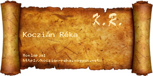 Koczián Réka névjegykártya
